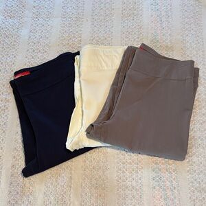 3 pair pull on pants Krazy Larry sz 14 * cream tan black